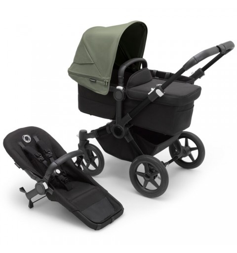 Bugaboo Donkey 5 Mono  - rozwojowy wózek wielofunkcyjny, zestaw 2w1 z opcją 3w1 i 4w1 | Black / Black / Forest Green